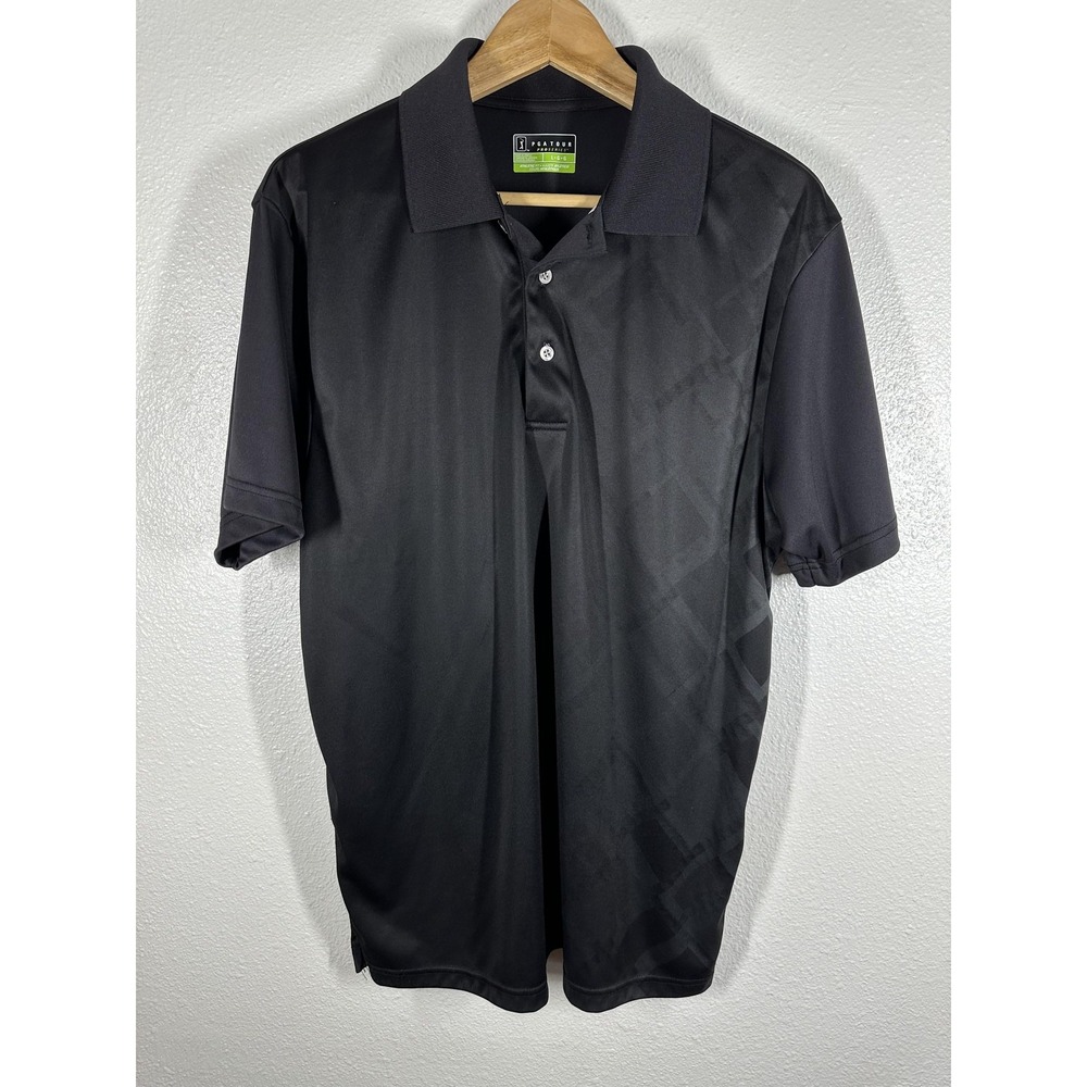 PGA Tour Polo Shirt Mens Large Black Pro Series Athletic Fit Golf Performance - Picture 6 of 6